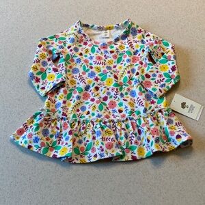 NWT Tucker + Tate Floral Ruffle-Peplum Dress with Multicolor Blooms Size 12 Mo